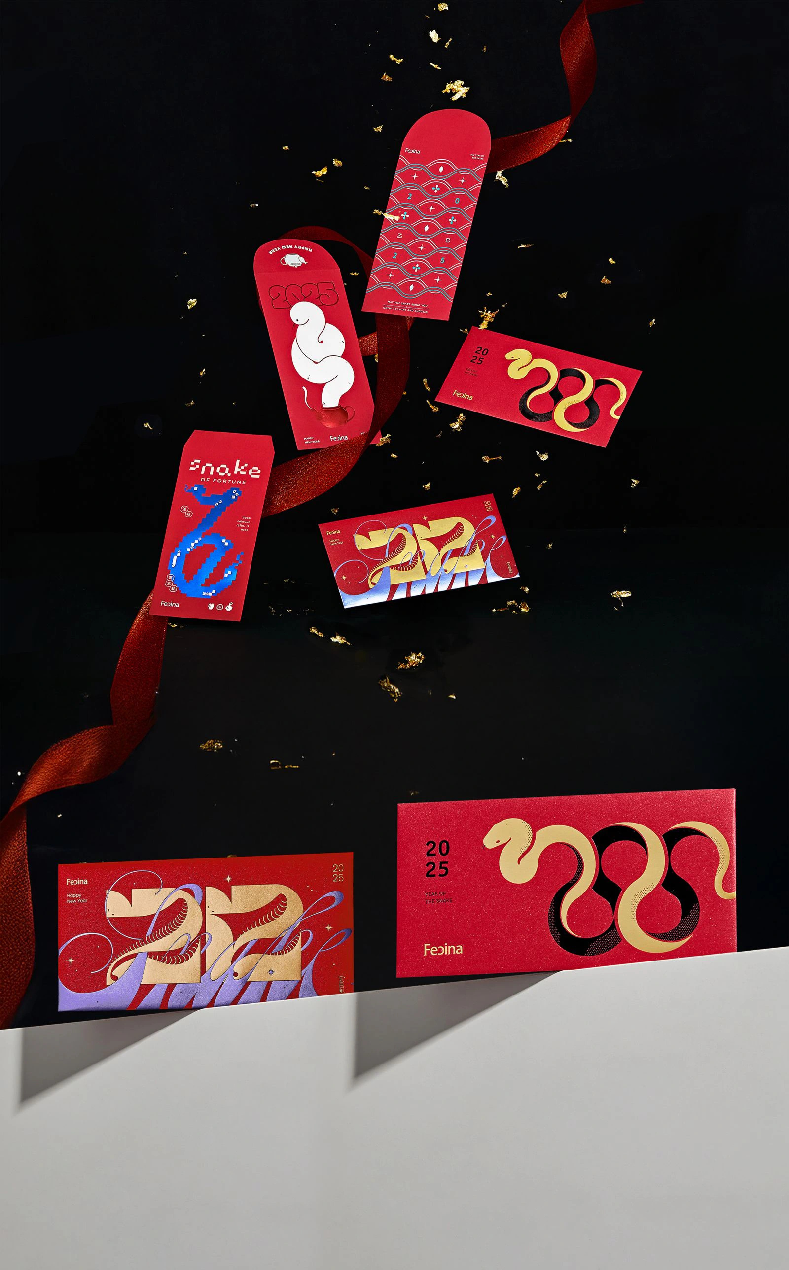 Fecina蛇年燙金紅包發財金設計：在熱鬧喜慶的新年裡，紅包文化扮演著重要的角色，不僅是孩子們滿心期待的驚喜，更是長輩寄託祝福與心意的象徵。