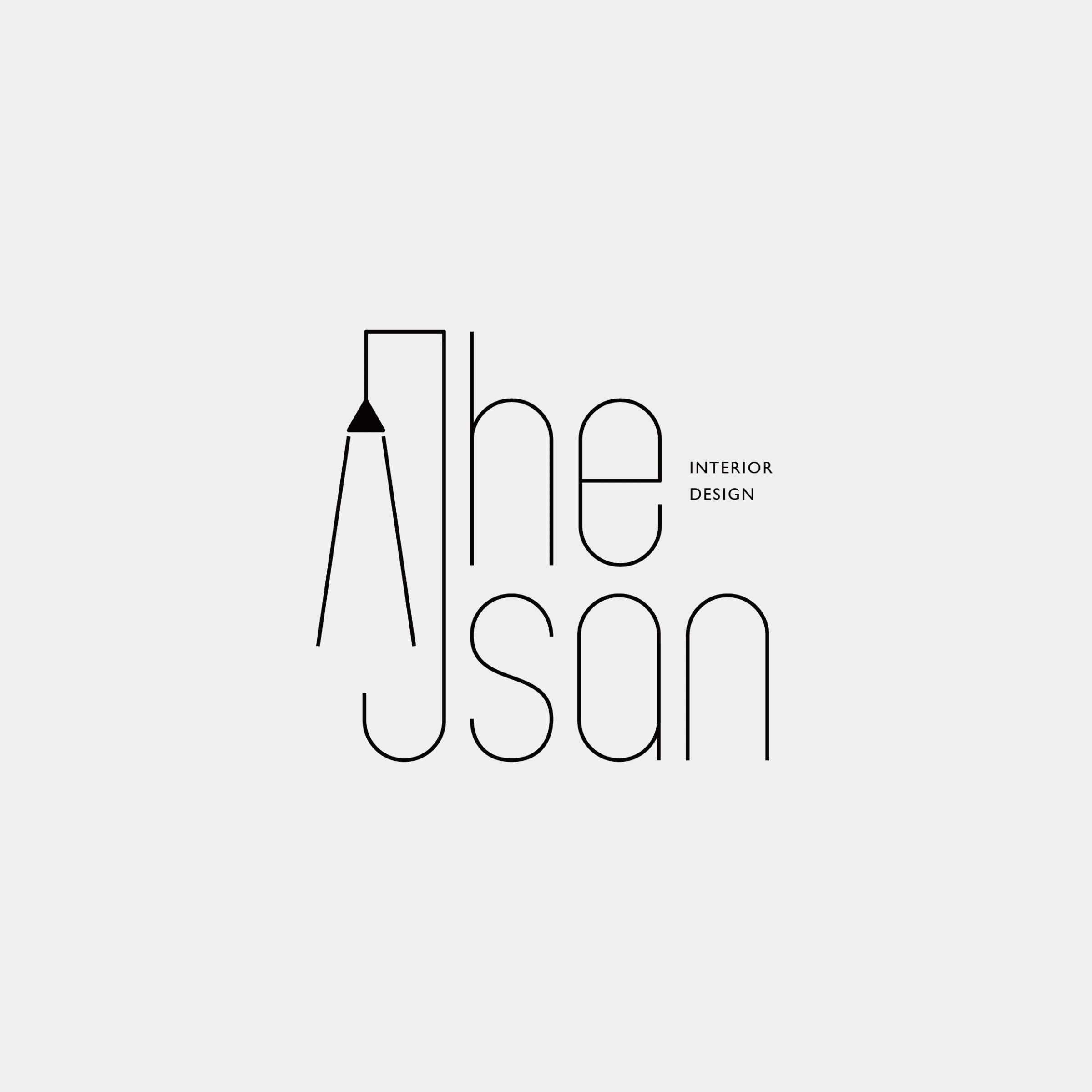 喆叄設計 Jhe San 英文標誌與 Interior Design 字樣的完整平面展示
